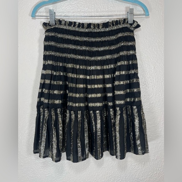 Anthropologie Current Air NWT Batia Smocked Mini Skirt Black Brown Women’s XS - Picture 1 of 14